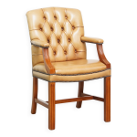 Chaise de salle  manger / d'appoint chesterfield en cuir de vache de style anglais