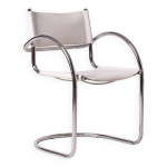 Chaise de salle  manger bauhaus / postmoderne italie annes 180, cuir blanc et chrome