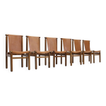 Chaises de salle � manger en cuir italien style mid - century, sign�es ilmari tapiovaara, lot de 6