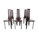Chaises de salle � manger en cuir marron vintage, 1980