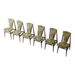Chaises de salle  manger flottantes scandinaves clectiques en tissu floral, annes 1960