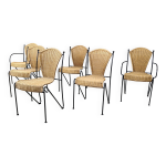 Chaises de salle  manger en osier et fer forg par frederick weinberg, annes 1960
