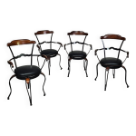 Chaises de salle  manger pivotantes postmodernes italiennes en fer forg avec siges en cuir