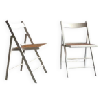 Chaises de salle  manger pliantes blanches italiennes du milieu du sicle (paire) structure en bois ...