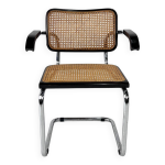 Chaise de salle  manger en porte -  - faux avec cadre tubulaire et cannage, italie, annes 1970