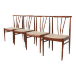 Chaises de salle  manger scandinaves  dossier fuseau en palissandre et revtement blanc cass