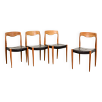 Chaises de salle  manger en teck massif et similicuir, style niels otto moller, annes 50