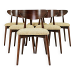 Chaises de salle  manger en tissu vert et noyer