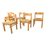 Chaises de salle  manger vintage en chne et osier, annes 1960