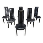 Chaises de salle à manger vintage à dossier haut en cuir italien, années 1980 Chaises de salle à manger vintage à dossier haut en cuir italien, années 1980