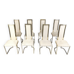 Chaises de salle  manger vintage en laiton par belgo chrom, annes 1970 - lot de 8