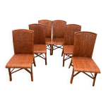 Chaises de salle  manger vintage en rotin tropical bohme