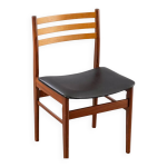 Chaise scandinave en teck et skaï noir, danemark 1960 Chaise scandinave en teck et skaï noir, danemark 1960