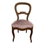 Chaise style louis philippe en velours mauve