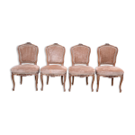 Chaises de style louis xv bois sculpt velours nude