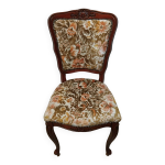 Chaise style louis xv en bois et tissu fleuri