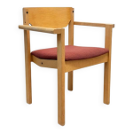 Chaise style scandinave chêne et bordeaux avec accoudoirs Chaise style scandinave chêne et bordeaux avec accoudoirs