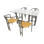 Chaises et table de salle  manger postmodernes, annes 1980