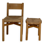 Chaise et tabouret meribel perriand Chaise et tabouret meribel perriand
