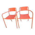 Chaises tolix patio corail