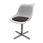 Chaise tulipe roche bobois en plastique moul� et pi�tement �toile chrom�