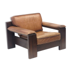Chaise vintage leolux en cuir pais couleur cognac par harry de groot fabriqu dans les annes 60