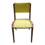 Chaise vintage moderniste en bois courbé et skai jaune - années 50 / 60 Chaise vintage moderniste en bois courbé et skai jaune - années 50 / 60