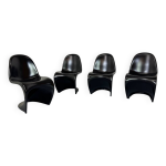 Chaises vintage space age en fibre de verre s par verner panton, années 1960, lot de 4 Chaises vintage space age en fibre de verre s par verner panton, années 1960, lot de 4