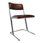Chaise vintage vers 1970 - cuir et chrome