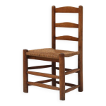 Chaise wabi - sabi en bois et osier, france ann�es 1850