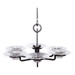 Chandelier art deco en fer et verre par erik hglund