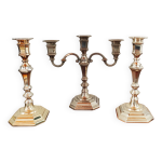 Chandelier et bougeoirs anciens mtal argent