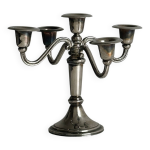 Chandelier bougeoir en mtal argent patin