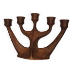 Chandelier brutaliste en bronze horst dalbeck vintage
