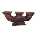 Chandelier brutaliste à trois tetes en bois brulé vintage années 60 - 70 Chandelier brutaliste à trois tetes en bois brulé vintage années 60 - 70