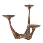Chandelier brutaliste vintage en bronze kunsthaus kopp 1960