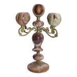 Chandelier / candélabre 4 branches onyx et laiton Chandelier / candélabre 4 branches onyx et laiton