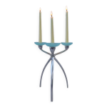 Chandelier chrome et bleu seventies Chandelier chrome et bleu seventies