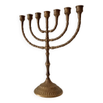 Chandelier hbraque vintage menorah en laiton massif annes 50