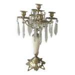 Chandelier marbre, laiton et pampilles xixème Chandelier marbre, laiton et pampilles xixème