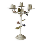 Chandelier métal peint rétro kitsch candélabre bougeoir 5 branches Chandelier métal peint rétro kitsch candélabre bougeoir 5 branches