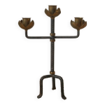 Chandelier  trois branches fer forg laiton fabrication artisanale pice unique candlabre bougeoir