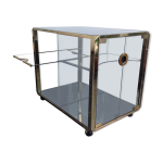 Chariot de bar en laiton et verre fum par mario sabot, 1973