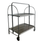 Chariot de bar pliable vintage / table d'appoint sur roulettes