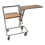 Chariot table pliante sur roulettes annes 70.