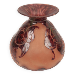 Charles schneider pour le verre francais, vase corolle  dcor floral