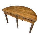 Charmante table ancienne demi - lune modulable en bois massif Charmante table ancienne demi - lune modulable en bois massif
