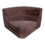 Chauffeuse d'angle vintage en velours marron