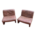 Chauffeuses cuir patchwork tranas suède par overman, 1970 set de 2 Chauffeuses cuir patchwork tranas suède par overman, 1970 set de 2
