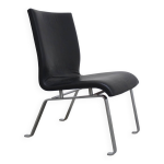 Chauffeuse moderniste en cuir noir et acier, ann�es 1960